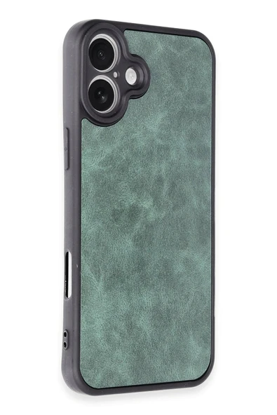iPhone 16 Plus Kılıf Aras Deri Kapak - Koyu Yeşil - Resim 2