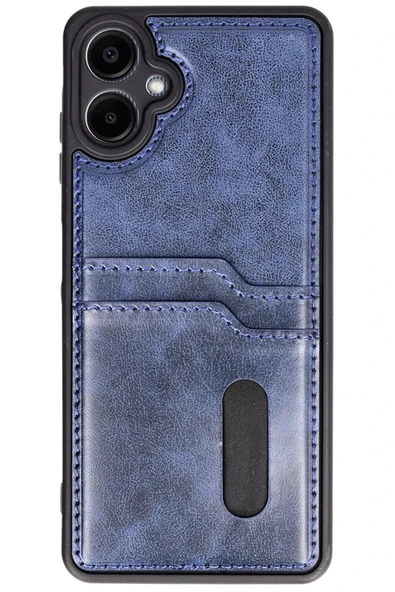 Samsung Galaxy A06 Kılıf Sara Kartvizitli Deri Kılıf - Lacivert ürün görseli