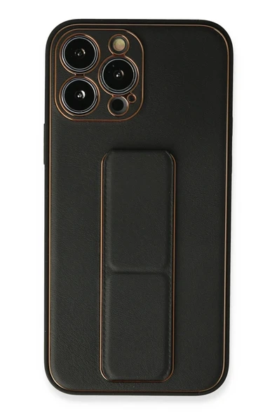 iPhone 13 Pro Max Kılıf Coco Deri Standlı Kapak - Siyah ürün görseli