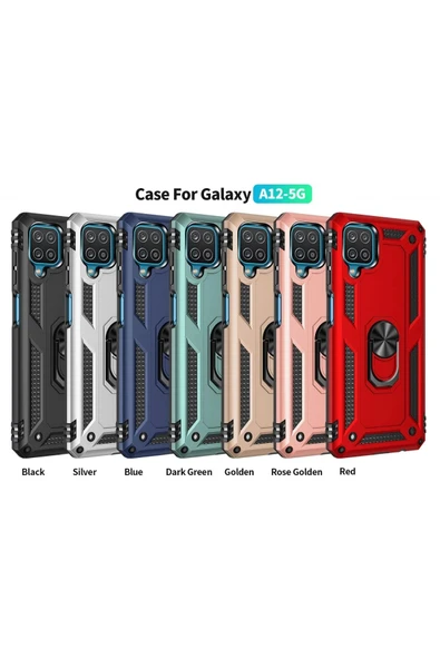 Samsung Galaxy A22 Kılıf Sofya Yüzüklü Silikon Kapak - Gümüş - Resim 4