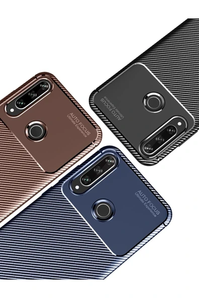 Huawei Y6P Kılıf Auto Focus Karbon Kapak - Siyah - Resim 3