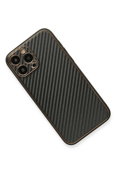 iPhone 13 Pro Max Kılıf Coco Karbon Silikon - Siyah - Resim 3