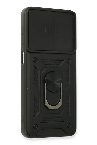 Samsung Galaxy A22 Kılıf Pars Lens Yüzüklü Silikon - Siyah - Resim 2