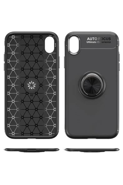 iPhone XR Kılıf Range Yüzüklü Silikon - Siyah-Kırmızı - Resim 5