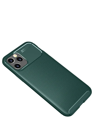 iPhone 11 Pro Kılıf Auto Focus Karbon Kapak - Yeşil - Resim 2