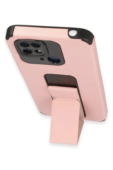 Xiaomi Redmi 10C Kılıf Mega Standlı Silikon - Pudra - Resim 4