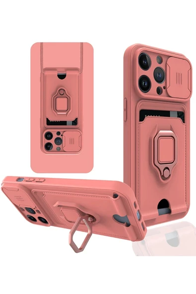 iPhone 13 Pro Max Kılıf Zuma Kartvizitli Yüzüklü Silikon - Pembe ürün görseli