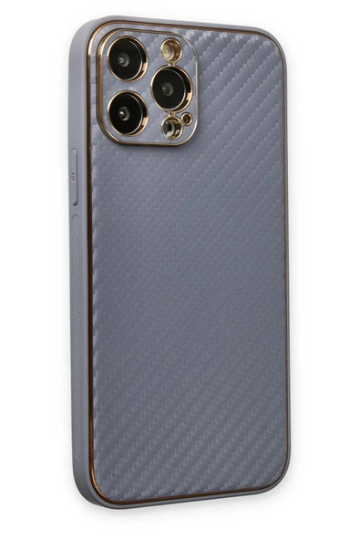 iPhone 13 Pro Max Kılıf Coco Karbon Silikon - Gri - Resim 2