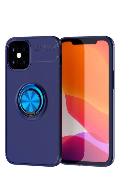 iPhone 12 Mini Kılıf Range Yüzüklü Silikon - Mavi ürün görseli