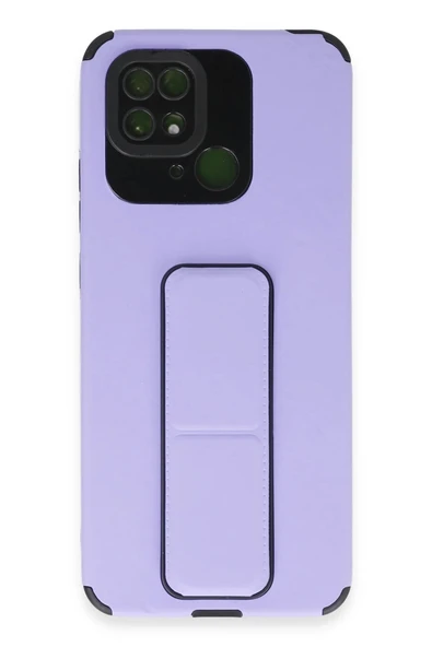 Xiaomi Redmi 10C Kılıf Mega Standlı Silikon - Lila - Resim 2