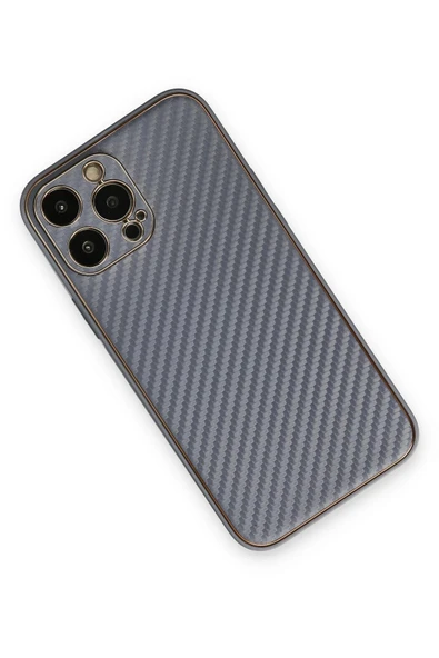 iPhone 13 Pro Max Kılıf Coco Karbon Silikon - Gri - Resim 3