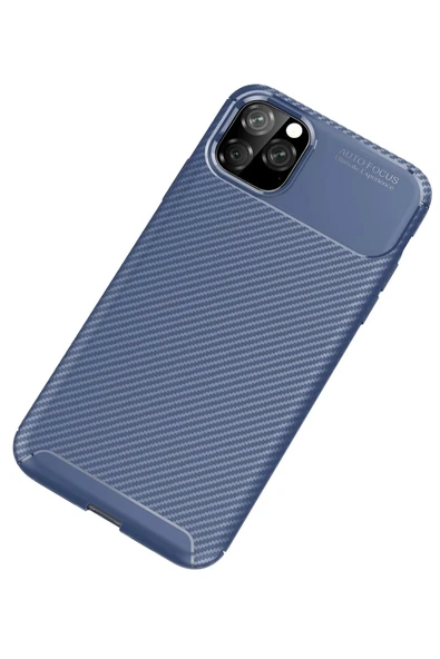 iPhone 11 Pro Max Kılıf Auto Focus Karbon Kapak - Lacivert - Resim 2