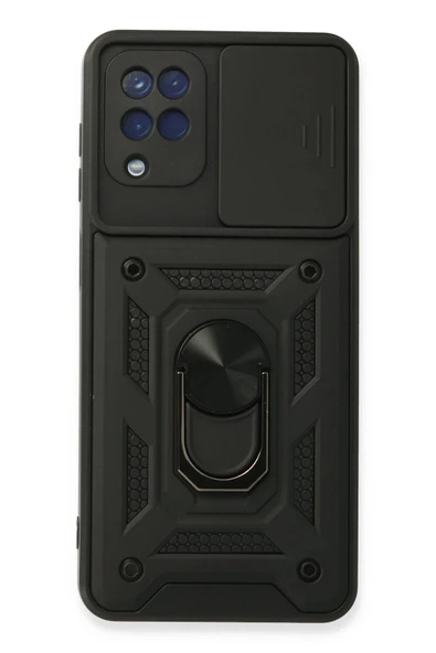 Samsung Galaxy A22 Kılıf Pars Lens Yüzüklü Silikon - Siyah ürün görseli