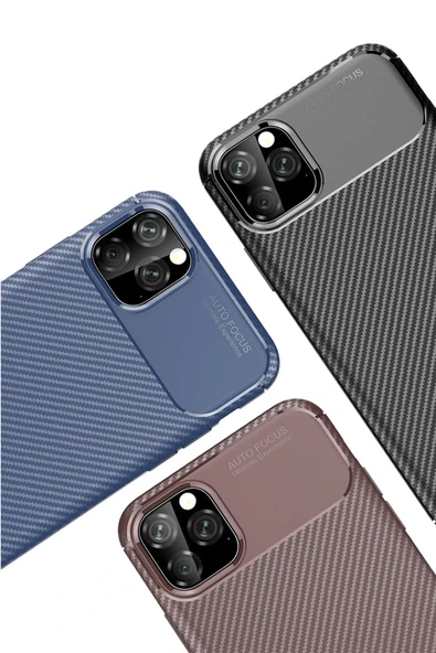 iPhone 11 Pro Max Kılıf Auto Focus Karbon Kapak - Lacivert - Resim 4
