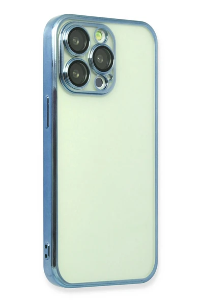 iPhone 13 Pro Kılıf Lensli Silikon - Açık Mavi - Resim 2