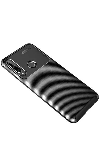 Huawei Y6P Kılıf Auto Focus Karbon Kapak - Siyah - Resim 2