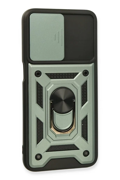 Oppo A16 Kılıf Pars Lens Yüzüklü Silikon - Yeşil - Resim 3