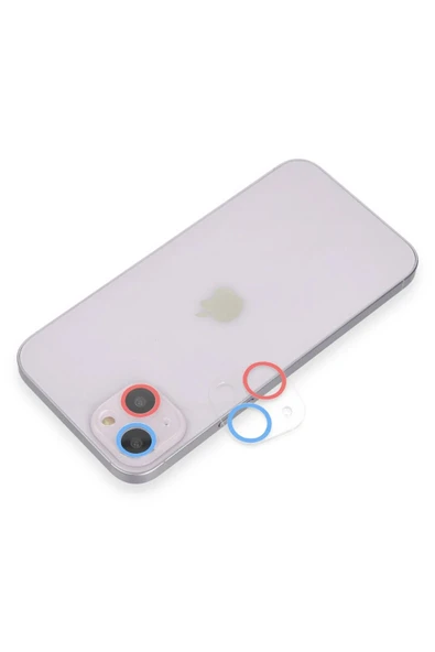 iPhone 13 Renkli Kamera Lens Koruma Cam - Pembe-Mavi ürün görseli