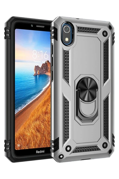 Xiaomi Redmi 7A Kılıf Sofya Yüzüklü Silikon Kapak - Gümüş ürün görseli