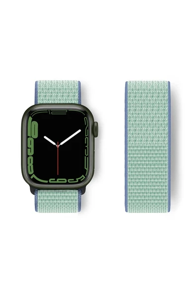 Apple Watch 42mm Hasırlı Cırtcırtlı Kordon - Mavi-Turkuaz ürün görseli