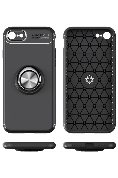 iPhone 7 Kılıf Range Yüzüklü Silikon - Kırmızı - Resim 4