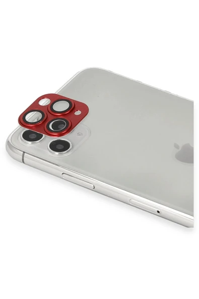 iPhone 11 Pro Max Pers Alüminyum Kamera Lens - Kırmızı - Resim 2