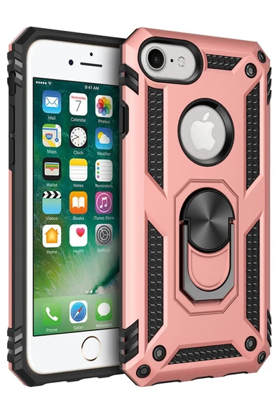 iPhone 7 Kılıf Sofya Yüzüklü Silikon Kapak - Rose ürün görseli