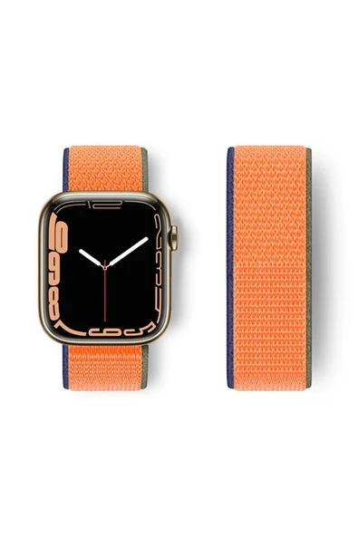 Apple Watch 42mm Hasırlı Cırtcırtlı Kordon - Turuncu ürün görseli
