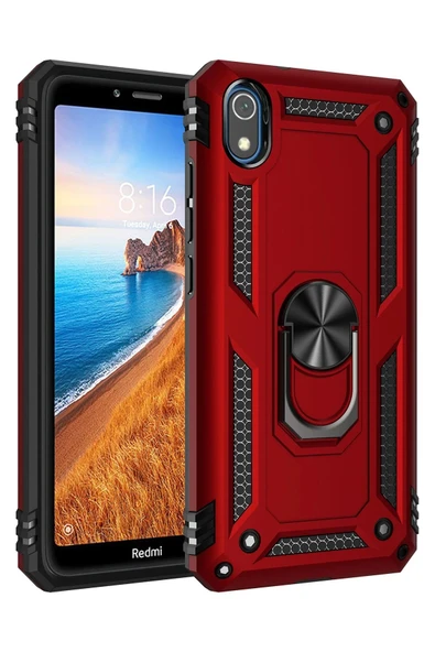 Xiaomi Redmi 7A Kılıf Sofya Yüzüklü Silikon Kapak - Kırmızı ürün görseli
