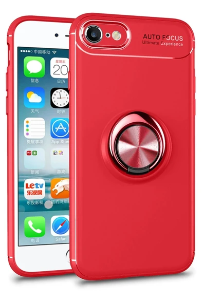 iPhone 7 Kılıf Range Yüzüklü Silikon - Kırmızı ürün görseli