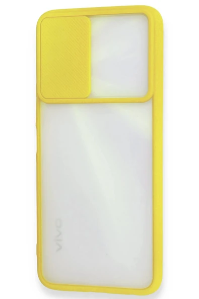 Vivo Y11S Kılıf Palm Buzlu Kamera Sürgülü Silikon - Sarı - Resim 3