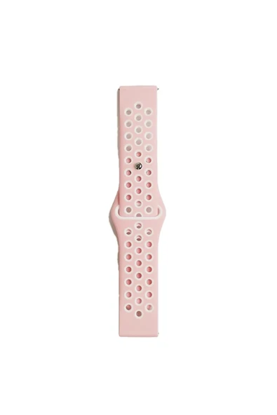 Watch 22mm Spor Delikli Kordon - Pembe-Beyaz - Resim 2