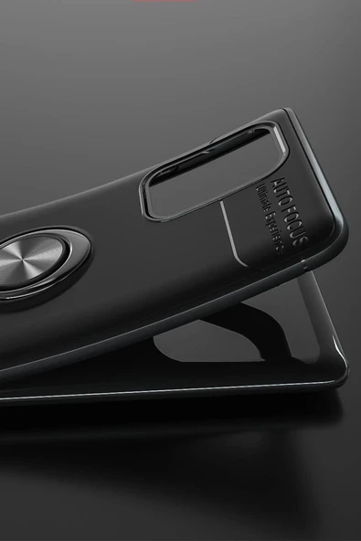 Samsung Galaxy A91 / S10 Lite Kılıf Range Yüzüklü Silikon - Siyah-Kırmızı - Resim 4