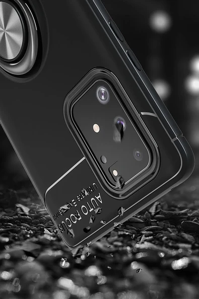 Samsung Galaxy A91 / S10 Lite Kılıf Range Yüzüklü Silikon - Siyah-Kırmızı - Resim 5