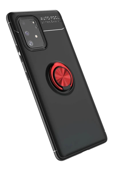 Samsung Galaxy A91 / S10 Lite Kılıf Range Yüzüklü Silikon - Siyah-Kırmızı ürün görseli