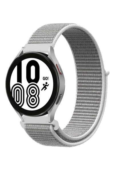 Samsung Galaxy Watch 4 Hasırlı Cırtcırtlı Kordon - Beyaz ürün görseli