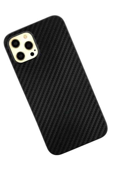 iPhone 12 Pro Max Kılıf Karbon PP Silikon - Siyah - Resim 2