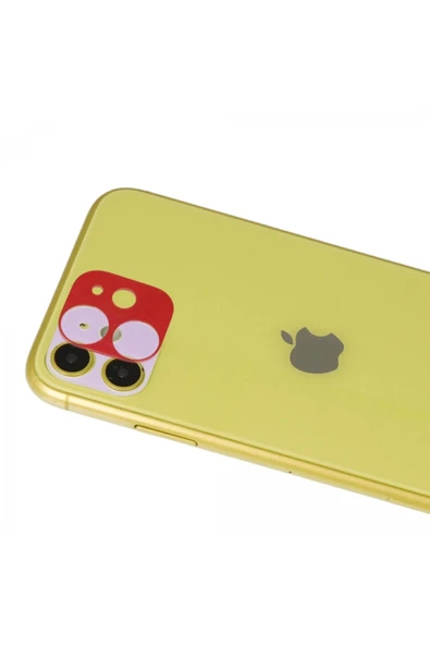 iPhone 11 Rainbow Kamera Lens Koruma Cam - Kırmızı - Resim 2