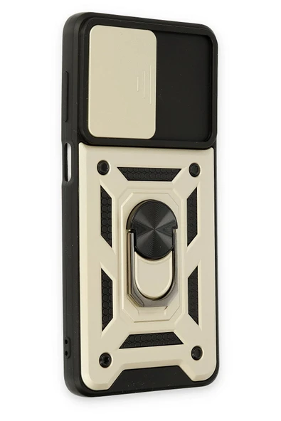 Samsung Galaxy M52 5G Kılıf Pars Lens Yüzüklü Silikon - Gold - Resim 2