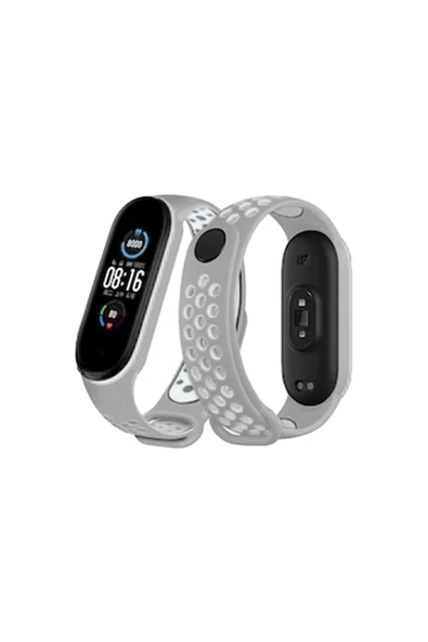 Xiaomi Mi Band 4 Spor Delikli Kordon - Gri-Beyaz ürün görseli