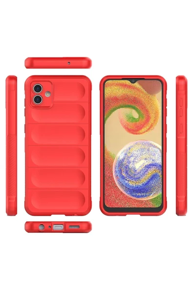 Samsung Galaxy A04E Kılıf Optimum Silikon - Kırmızı - Resim 3