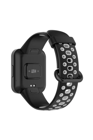 Xiaomi Redmi Watch 2 Spor Delikli Kordon - Siyah-Gri - Resim 2