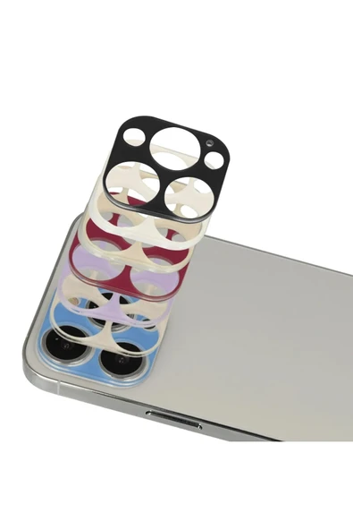 iPhone 13 Pro Max Rainbow Kamera Lens Koruma Cam - Rose Gold - Resim 2