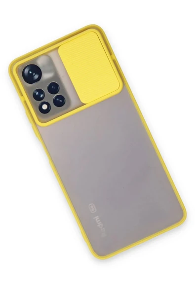 Xiaomi Redmi Note 11 Pro Plus 5G Kılıf Palm Buzlu Kamera Sürgülü Silikon - Sarı - Resim 3