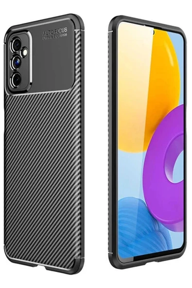 Samsung Galaxy M52 5G Kılıf Auto Focus Karbon Kapak - Siyah ürün görseli