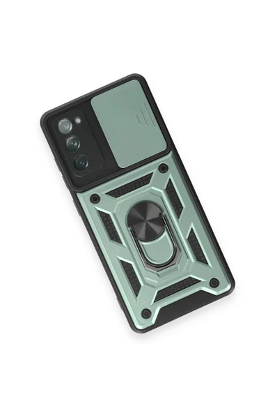 Samsung Galaxy S20 FE Kılıf Pars Lens Yüzüklü Silikon - Yeşil - Resim 3