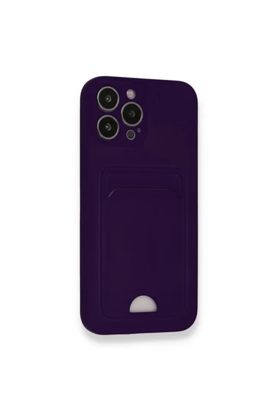 iPhone 13 Pro Kılıf Kelvin Kartvizitli Silikon - Derin Mor - Resim 2
