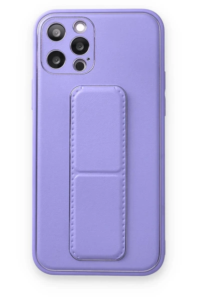 iPhone 12 Pro Kılıf Coco Deri Standlı Kapak - Koyu Lila ürün görseli