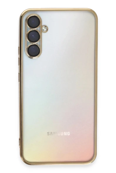 Samsung Galaxy A54 5G Kılıf Lensli Silikon - Gold - Resim 2
