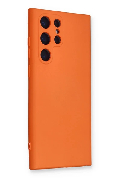 Samsung Galaxy S22 Ultra Kılıf Nano içi Kadife Silikon - Turuncu - Resim 2
